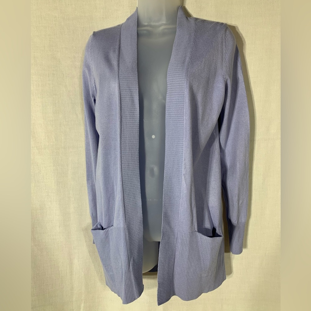 Joan Bass light purple long sleeve open cardigan sweater Size XS